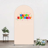 Aperturee - Aperturee Sweet Simple Happy Birthday Nude Color Arch Backdrop